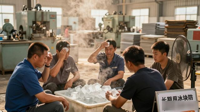车间高温不用愁 滨湖防暑降温冰块成了工人的救命凉方